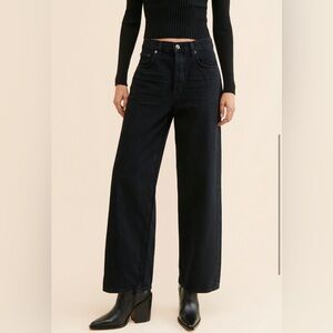 Agolde Black Low Slung Baggy Leg Jeans